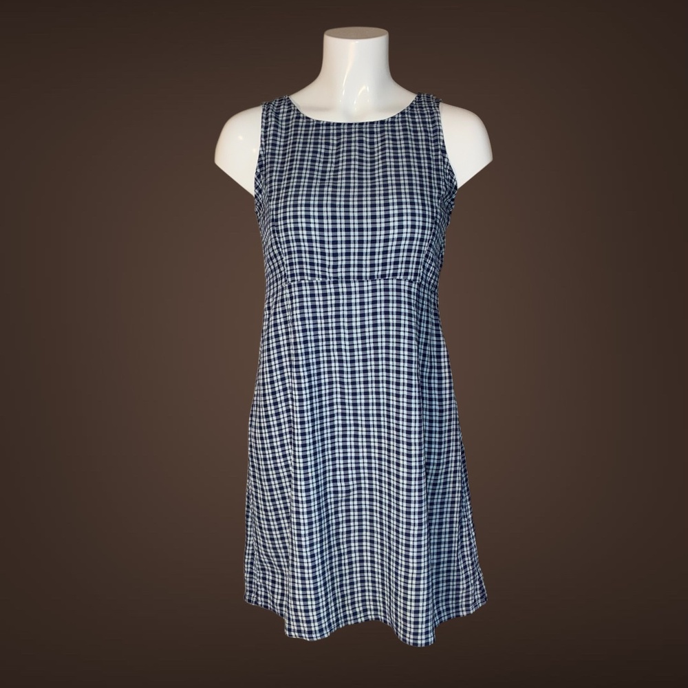 Women's American Eagle Vintage Sleeveless Blue & Navy Plaid Dress, Size 6